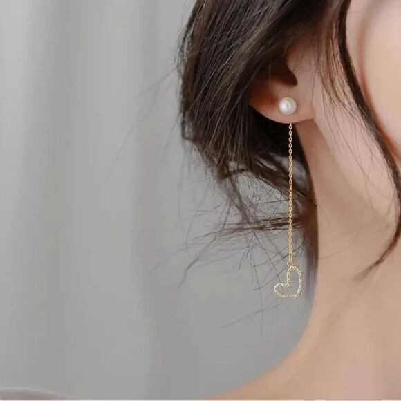 Heart Drop Earrings N1072 - Picture 3 of 4